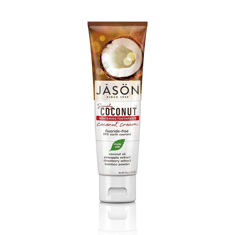 Jason Simply Coconut Whitening Fluoride-Free Toothpaste, Coconut Cream, 4.2 Oz - BeesActive Australia