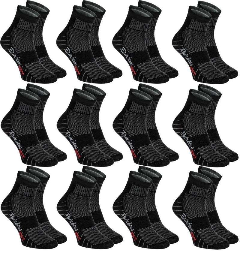 6 or 12 pairs of Cotton SPORT Athletic Socks, Black or White For Mens and Womens 10-11 12 X Black - BeesActive Australia