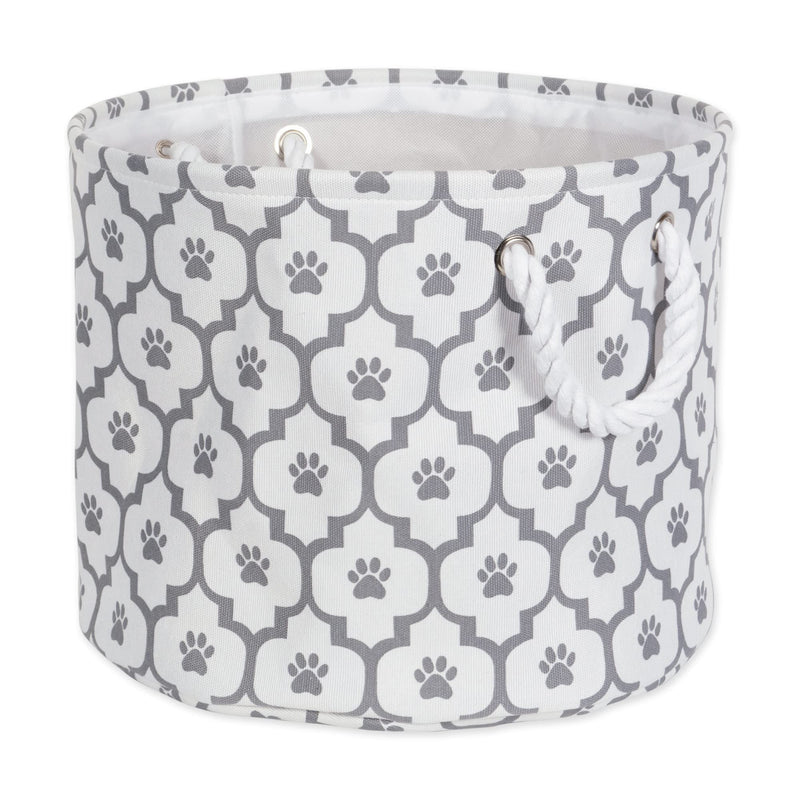 Bone Dry Pet Storage Collection Lattice Paw Print, Small Round, White/Gray - BeesActive Australia