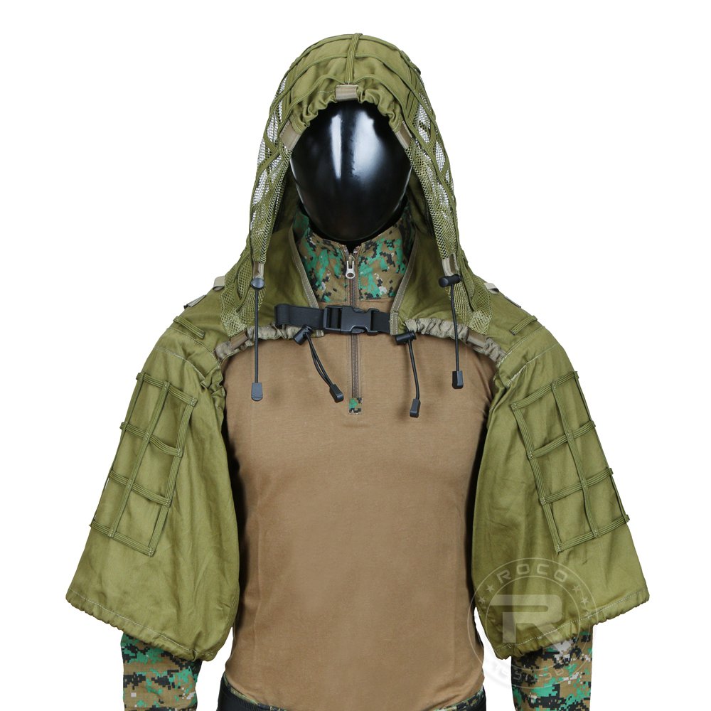 ROCOTACTICAL Tactical Sniper Top Ghillie Base Airsoft Hunting Ghillie Suit Foundation ARMY GREEN - BeesActive Australia