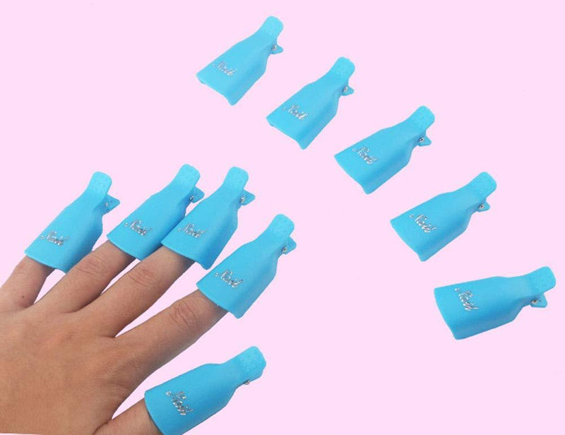 Onwon 10pc Professional Plastic Acrylic Nail Art Soak Off Cap Clip Uv Gel Polish Remover Wrap Cleaner Clip Cap Tool (Blue) - BeesActive Australia