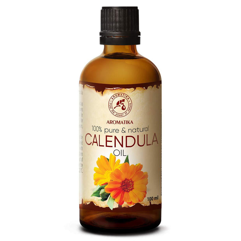 Calendula Oil 3.4oz 100ml - Calendula Officinalis Flower Extract – Infused - Almond Oil Base - 100% Pure & Natural - Marigold Oil – Benefits for Skin, Nails, Hair, Face, Body - by Aromatika - BeesActive Australia