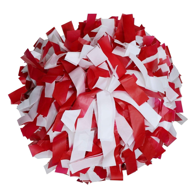 [AUSTRALIA] - Danzcue 1 Pair 6 Inches Plastic Cheerleading Pom Poms with Dowel Handle Red/White One Size 