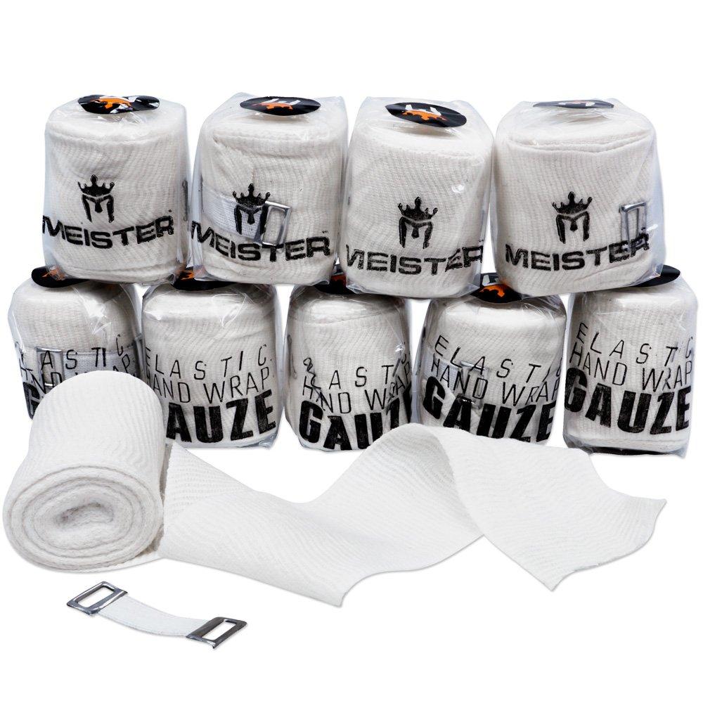 [AUSTRALIA] - Meister Elastic Gauze Hand Wraps for Boxing & MMA - Mexican Style - White - 10 Pack 