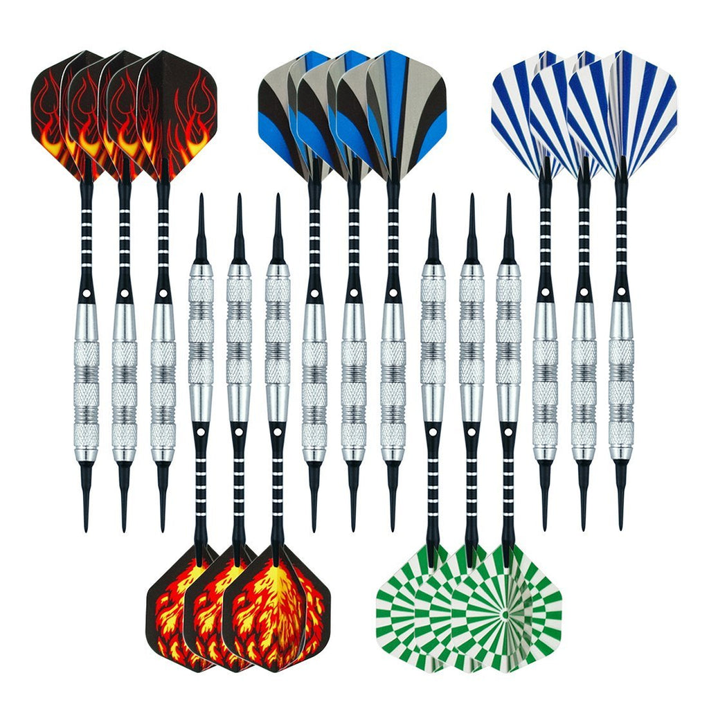 [AUSTRALIA] - Wolftop Soft Tip Darts 17 Grams 12/15 Pack - Plastic Tip Darts Set for Electronic Dart Board - Aluminum Shafts, Standard Dart Flights and Extra Dart Tips 15-Pack 