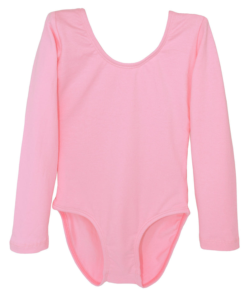 [AUSTRALIA] - Dancina Leotard Long Sleeve Ballet Gymnastics Front Lined Comfy Cotton Kids Ages 2-10 2T / 3T Light Pink 