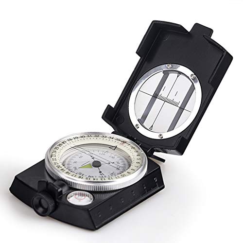 COSTIN Multifunctional Compass, Metal Military Waterproof High Accuracy Compass with Map Measurer, Distance Calculator,Bubble Level Perfect for Outdoor Activities, Matte Black - BeesActive Australia