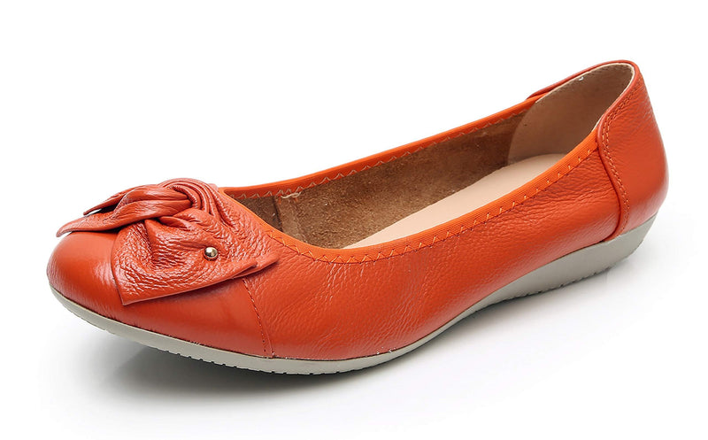 [AUSTRALIA] - VenusCelia Women's Bows Dance Flat Shoe 5 Orange/Tangerine 