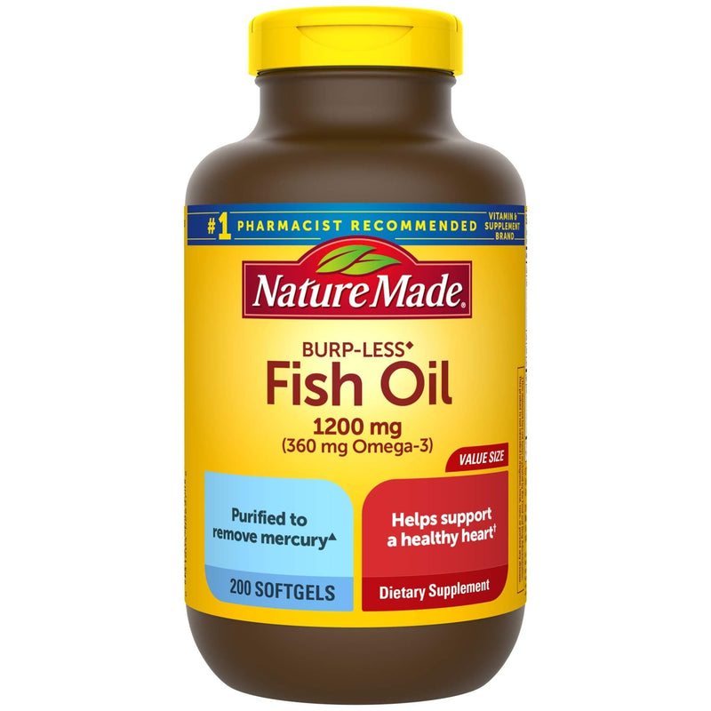 Burp-Less Fish Oil 1200 mg, 200 Softgels, Fish Oil Omega 3 Supplement For Heart Health - BeesActive Australia