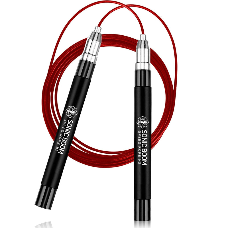 Epitomie Fitness Sonic Boom M2 High Speed Jump Rope - Patent Pending Self-Locking, Screw-Free Design  Weighted, 360 Degree Spin, Silicone Grip with 2 Speed Rope Cables for Home Workout, & More - BeesActive Australia