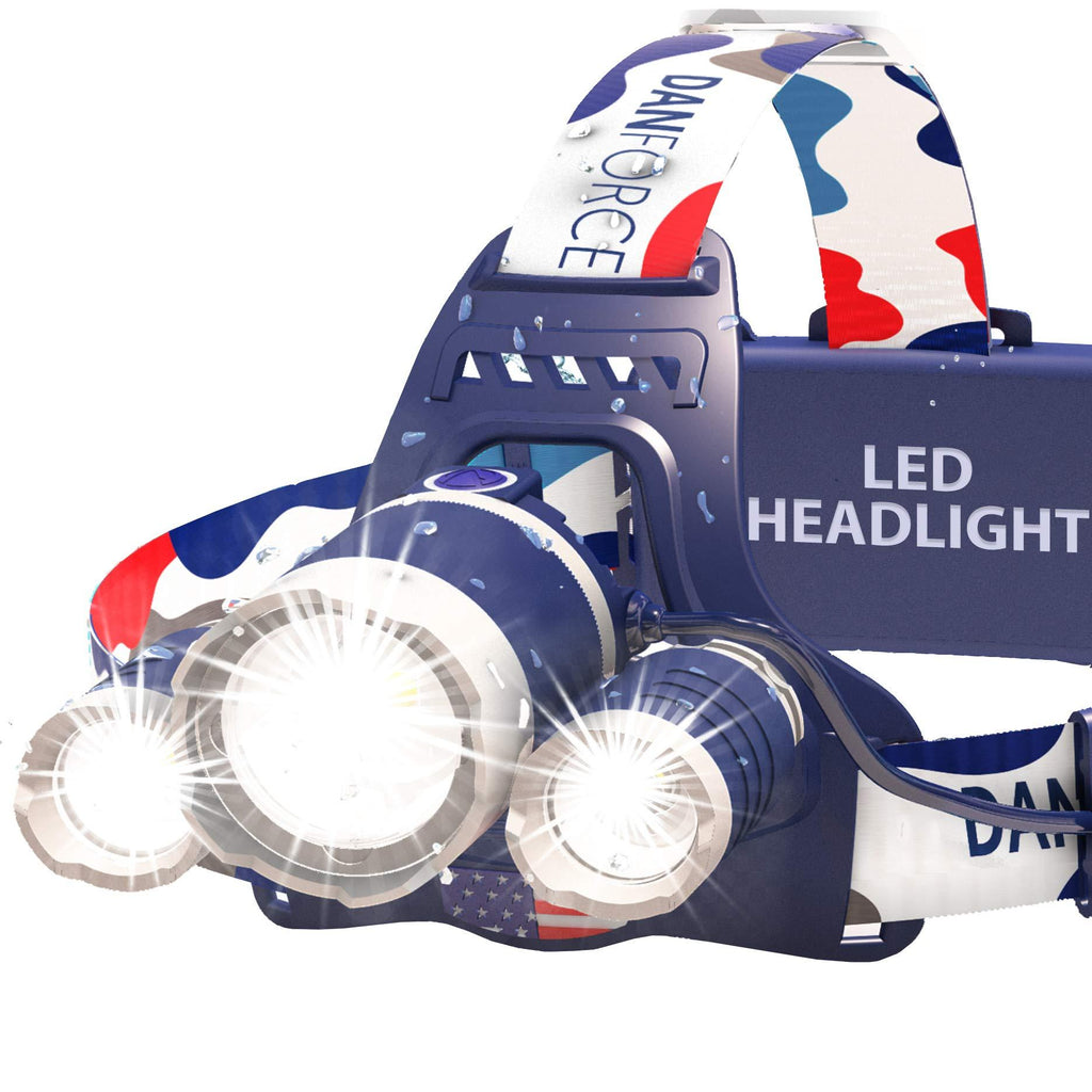 DanForce Headlamp. USB Rechargeable LED Head Lamp. Ultra Bright CREE 1080 Lumen Head Flashlight + Red Light. HeadLamps for Adults, Camping, Outdoors & Hard Hat Work. Zoomable IPX45 Headlight Apollo - BeesActive Australia