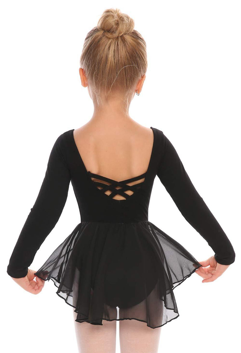 Arshiner Kids Girls Classic Long Sleeve Leotard Dance Ballet Dress Black 3-4T - BeesActive Australia