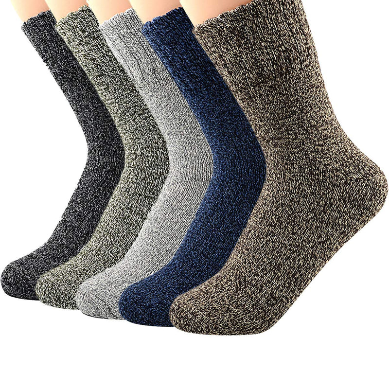 Century Star Womens Athletic Socks Knit Pattern Sports Socks Winter Wool Socks Crew Cut Cashmere Socks Warm Soft Socks (2021) 5 Pairs Solid Color One Size - BeesActive Australia
