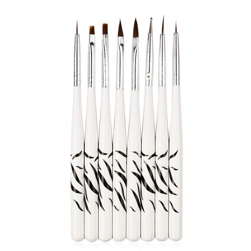Set 8Pcs UV Nail Art Brush 8 Design Dotting Painting Drawing Liner Fin Polish Pen Tools Tips Manicure DIY Kit ... (8Pcs) - BeesActive Australia