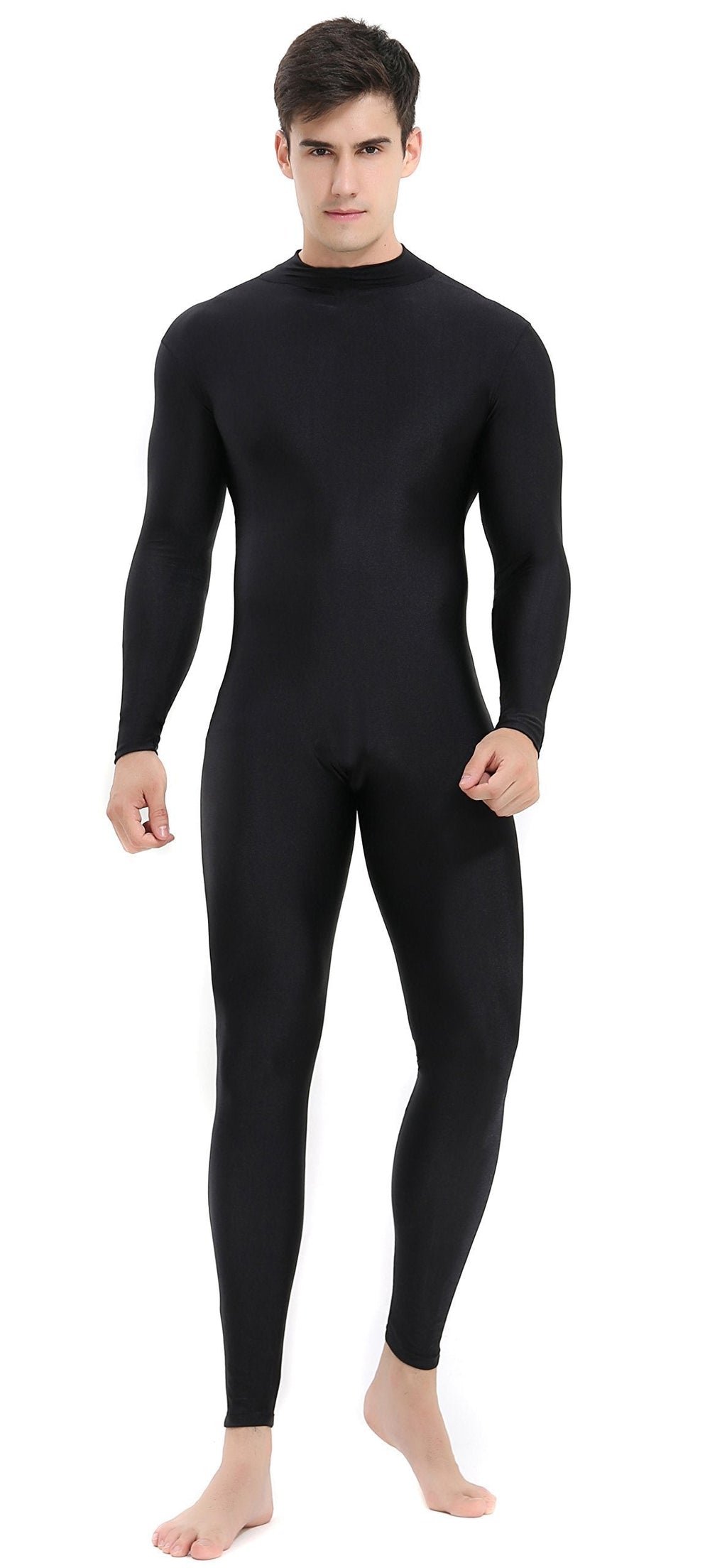 [AUSTRALIA] - Speerise Mens Turtleneck Spandex Long Sleeve Unitard Bodysuit Dancewear Large Black 