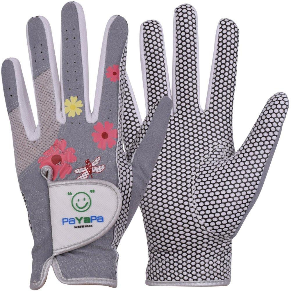 GH Women's Leather Golf Gloves One Pair - Flower Printed Both Hands Gray 18 (XS) - BeesActive Australia