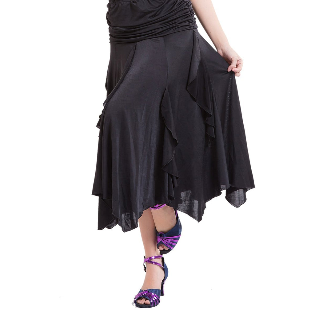 [AUSTRALIA] - Whitewed Foxtrot Latin Flamenco American Smooth Ballroom Dance Skirts Costumes One Size Black 