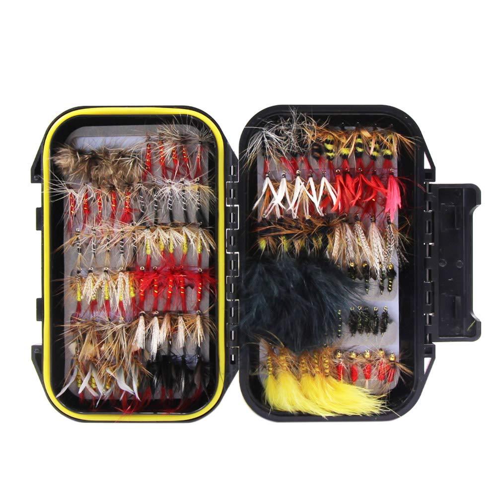 [AUSTRALIA] - Croch 60pcs / 120pcs Fly Fishing Dry Flies Wet Flies Assortment Kit with Waterproof Fly Box for Trout Fishing 120 