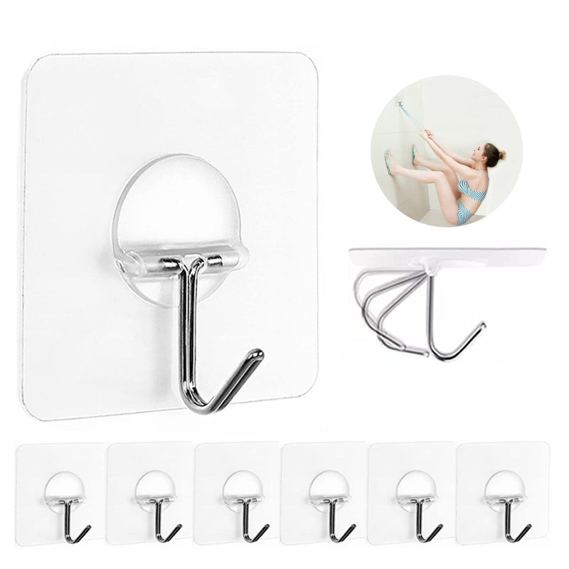 JINSHUNFA Wall Hooks 13lb(Max) Transparent Reusable Seamless Hooks,Waterproof and Oilproof,Bathroom Kitchen Heavy Duty Self Adhesive Hooks,8 Pack 8 Hooks - BeesActive Australia