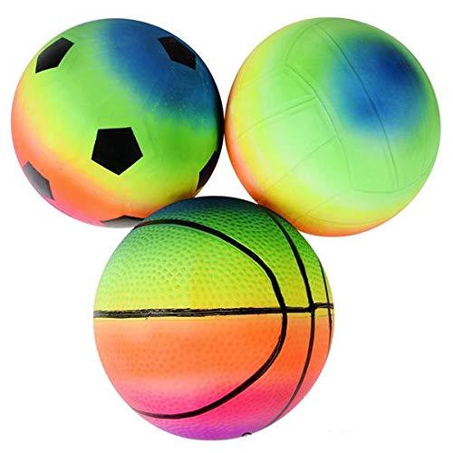 [AUSTRALIA] - Rhode Island Novelty 6 Inch Rainbow Sports Vinyl Balls Set of 3 Assorted Designs May Vary 