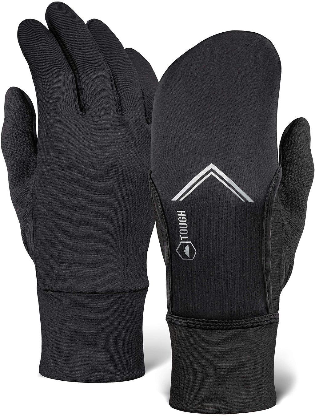 [AUSTRALIA] - Running Mitten Gloves with Touch Screen - Winter Glove Liners with Convertible Mittens Cover for Texting, Cycling & Driving - Thin, Lightweight, Warm Cold Weather Thermal Sports Gloves for Men & Women Medium / Large 