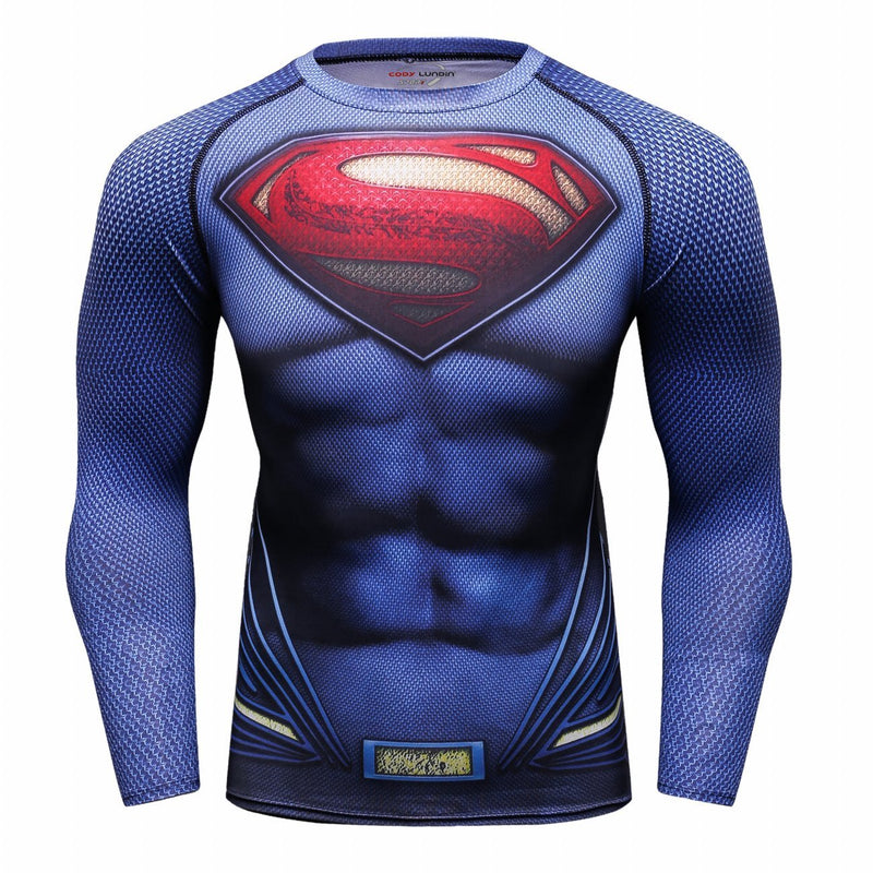 Red Plume Men's Film Super-Hero Series Compression Sports Shirt Skin Running Long Sleeve Tee Medium Style B - BeesActive Australia