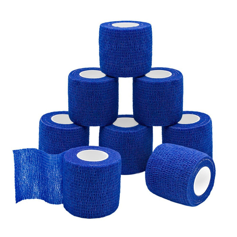 GooGou Self Adherent Wrap Bandages Self Adhering Cohesive Tape Elastic Athletic Sports Tape for Sports Sprain Swelling and Soreness on Wrist and Ankle 8PCS 2 in X 14.7 ft (Blue) Blue - BeesActive Australia