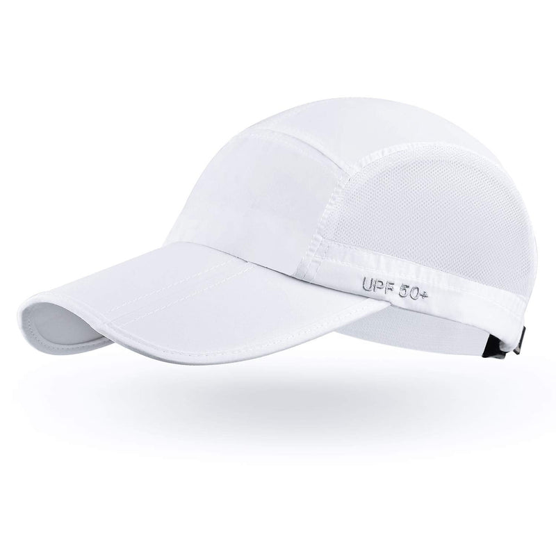 ELLEWIN Unisex Baseball Cap UPF 50 Unstructured Hat with Foldable Long Large Bill White-no Logo-l - BeesActive Australia