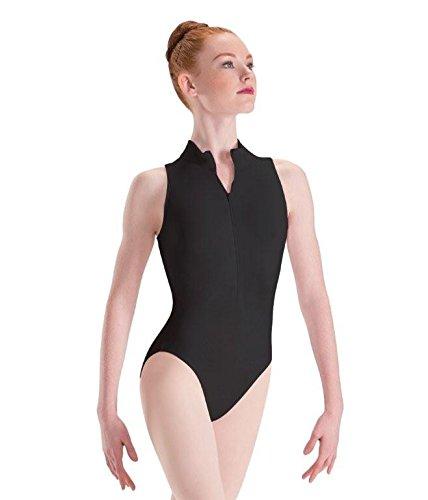 [AUSTRALIA] - Motionwear Zip Front Mock T High Cut Leotard Black Small Adult 