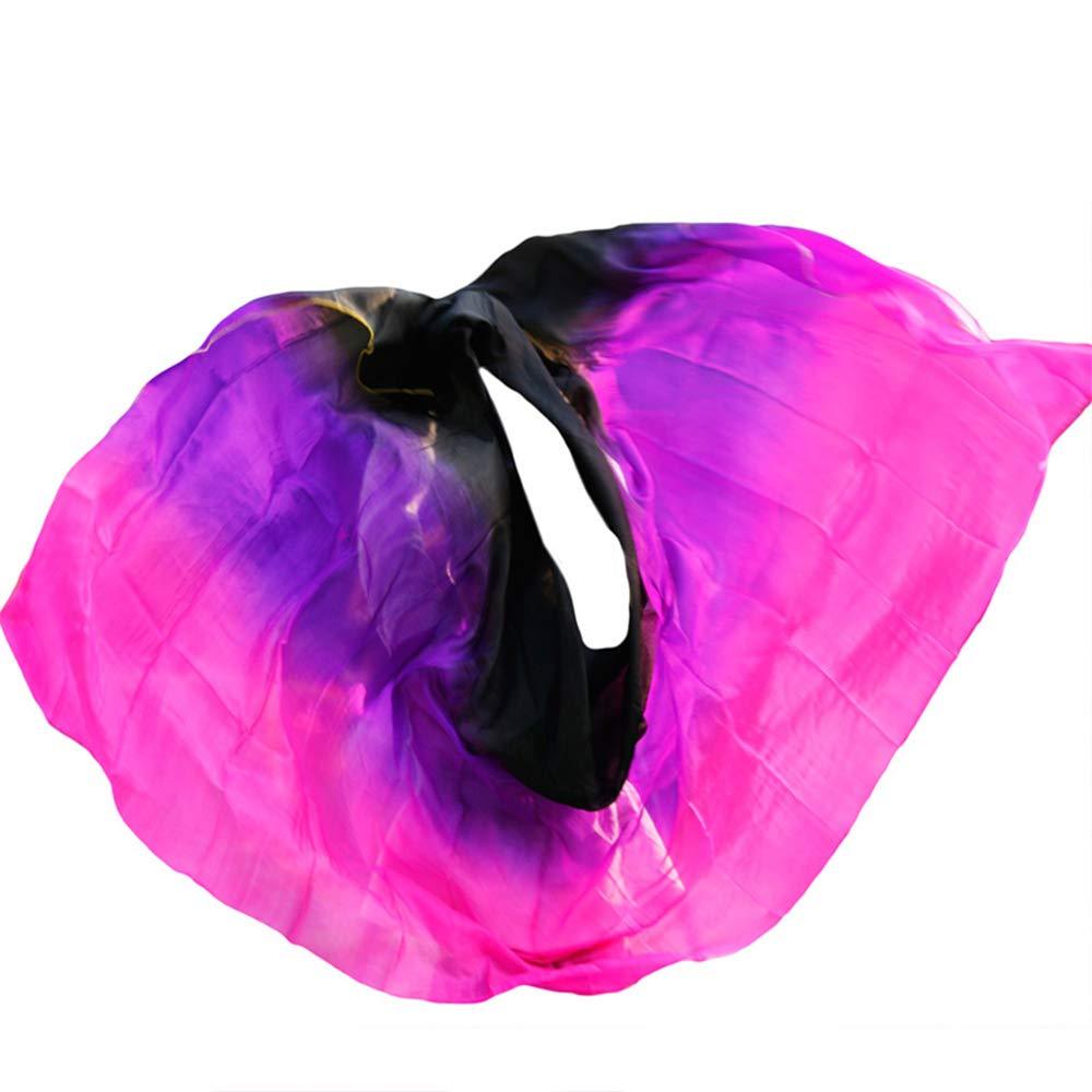 [AUSTRALIA] - Nimiman Belly Dance Silk Veil for Women 250114cm Black Purple Rose 