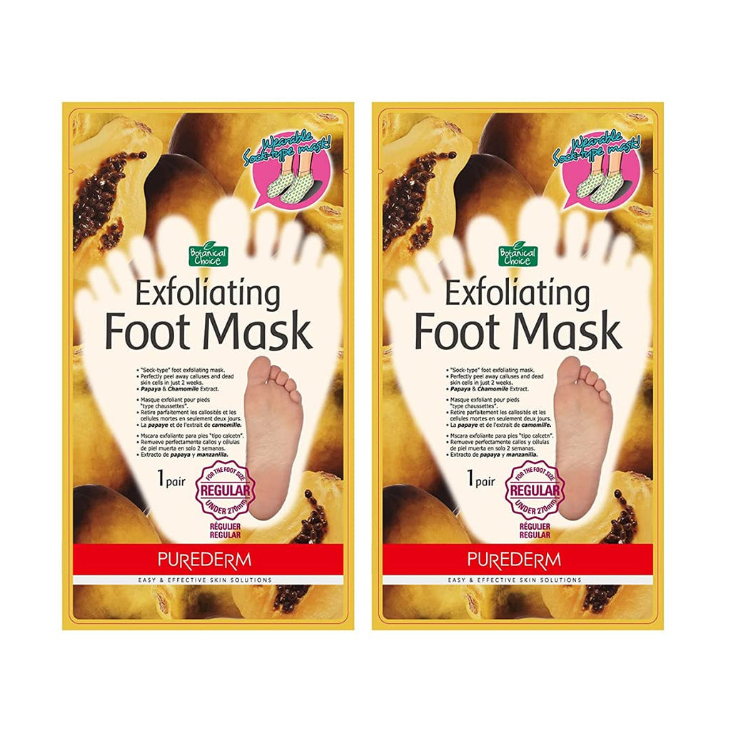 Purederm Exfoliating Foot Mask - Peels Away Calluses and Dead Skin in 2 Weeks! (2 Pack (2 Treatments)) 2 Pack (2 Treatments) Regular - BeesActive Australia