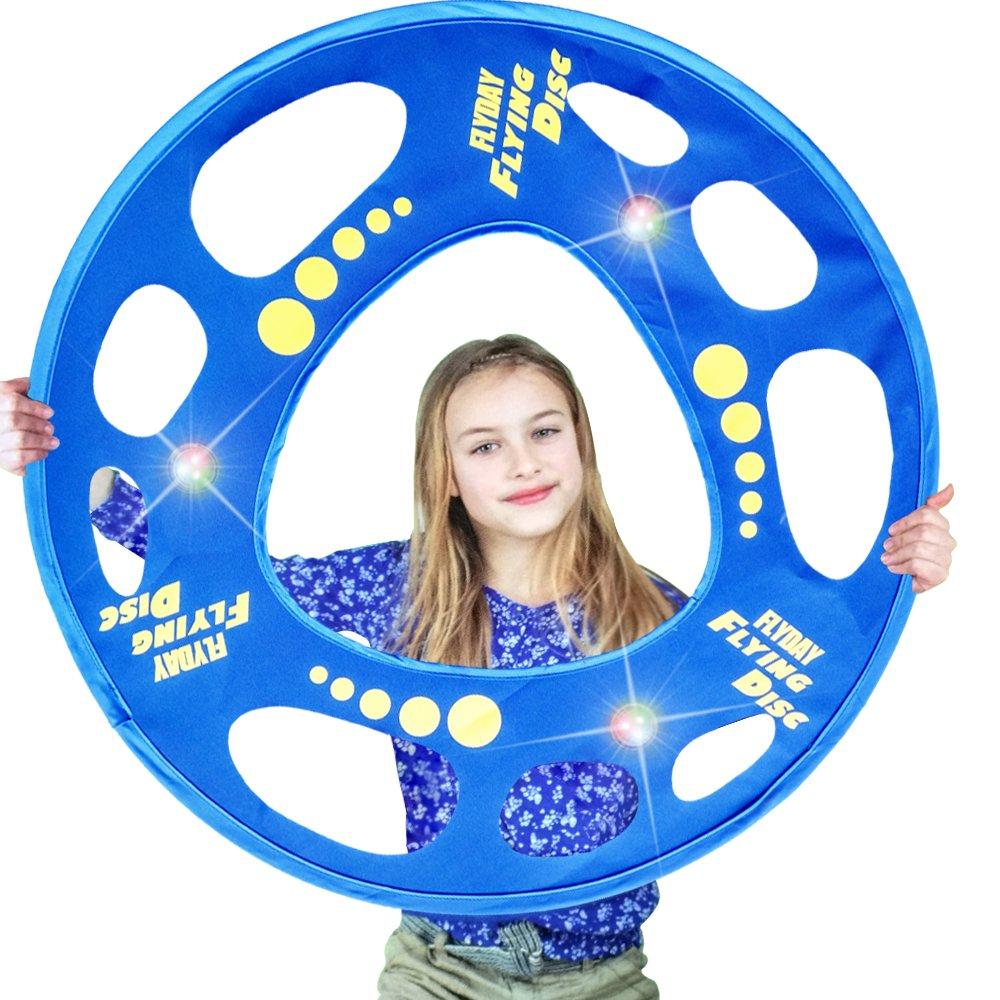 [AUSTRALIA] - FLYDAY Flying Disc with LED Lights Flying Ring Easy to Catch 27 Inch for Birthday Outdoor Beach Play Large 