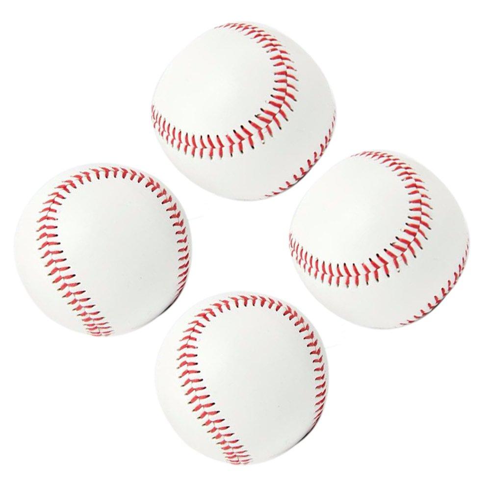 [AUSTRALIA] - Smartlife15 Practice Baseballs[4Pack], Reduced Impact Safety Baseballs, Standard 9” Adult Youth Leather Covered Soft Balls for Team Game Competition Pitching Catching Training Cork Center(white) 