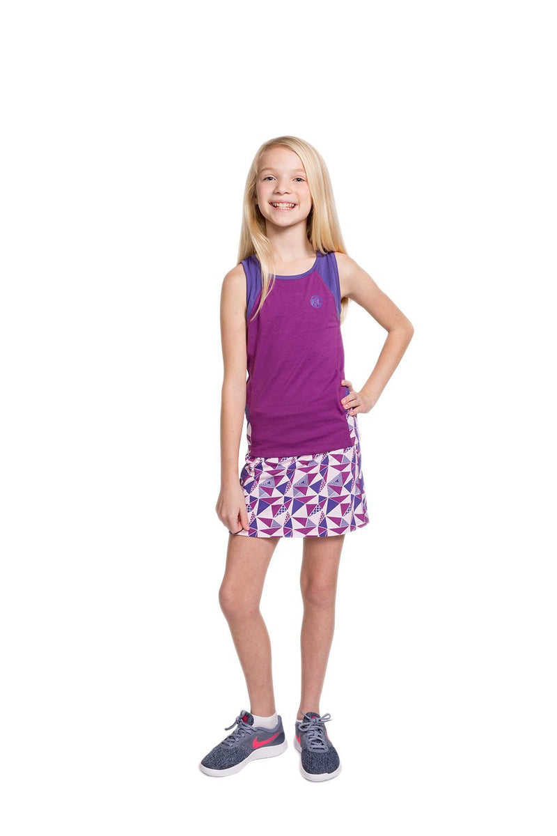 [AUSTRALIA] - Street Tennis Club Girls Tennis and Golf Tank and Skirt Set with Built in Shorts 8 Sparkaling Grape/Purple 