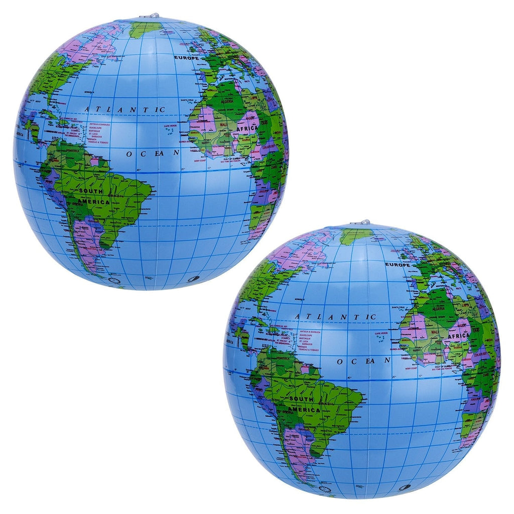 Pangda 2 Pack 16 Inches Inflatable Globe Blow up World Globe Beach Ball Globe for Party Bags, PVC Material - BeesActive Australia