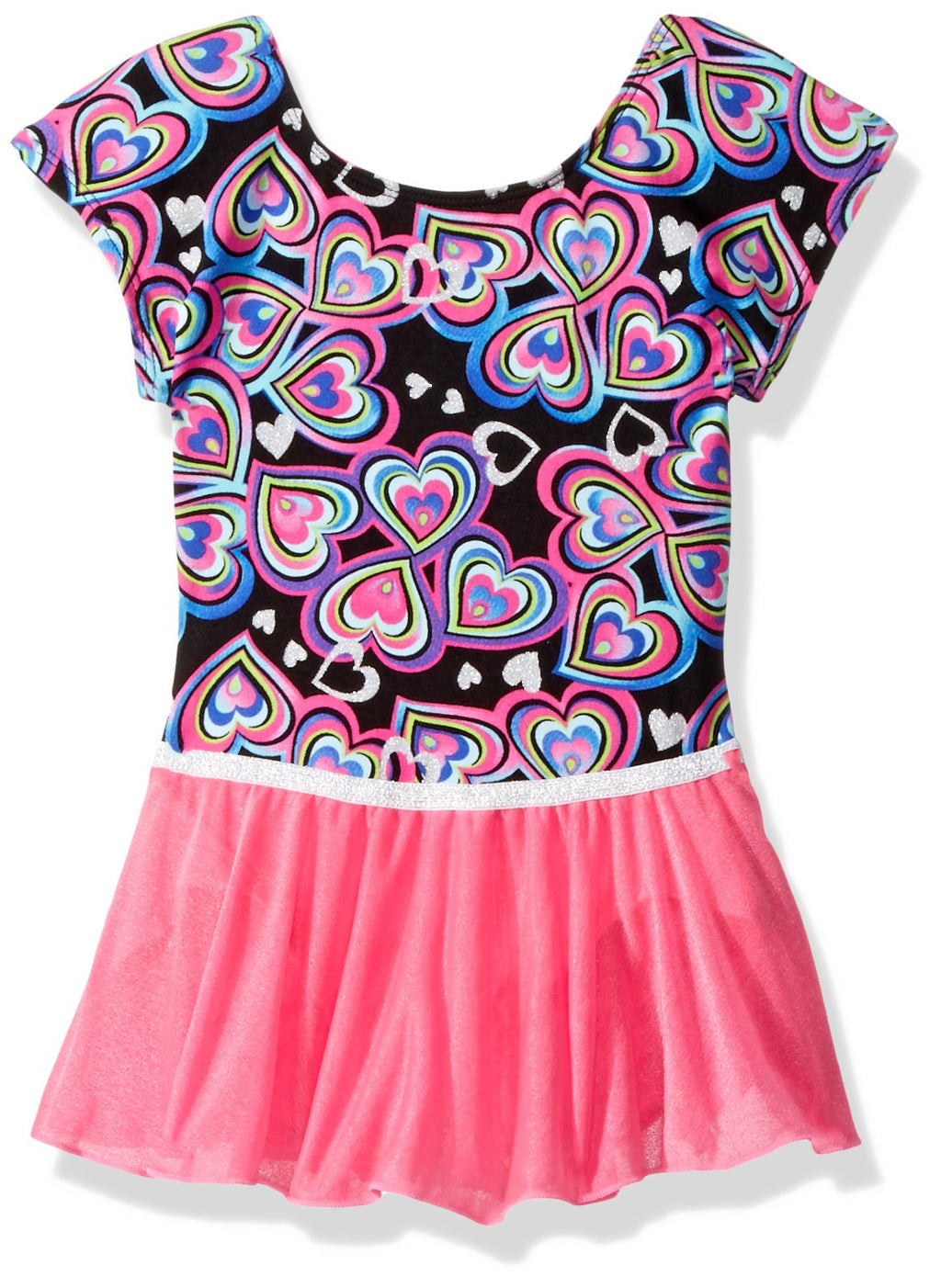 Jacques Moret girls Classic Short Sleeve Skirted Leotard X-Small Lots of Hearts - BeesActive Australia