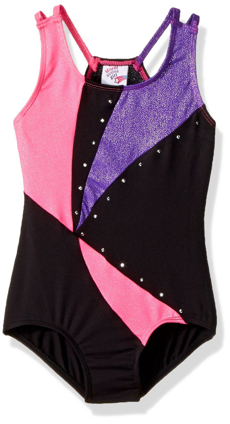 [AUSTRALIA] - Jacques Moret Girls' Fun Gymnastics Leotard X-Small Rainbow Triangles Pink and Black Colorblock 