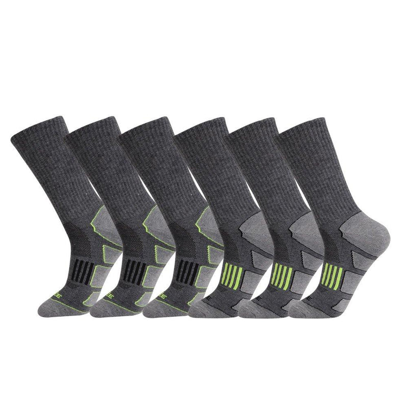 [AUSTRALIA] - JOYNÉE Mens 6 Pack Athletic Cushion Crew Socks Performance Running Socks Grey(6 Pairs) 