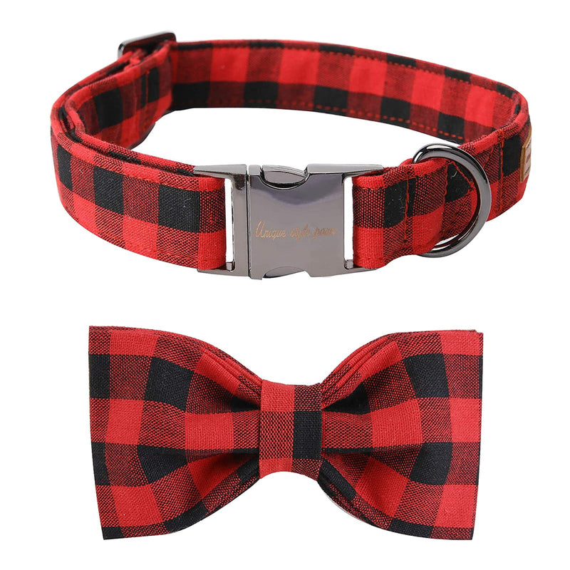 Unique Style Paws Pet Soft &Comfy Bowtie Dog Collar and Cat Collar Pet Gift for Dogs and Cats 6 Size and 7 Patterns Small (Pack of 1) Black and Red - BeesActive Australia