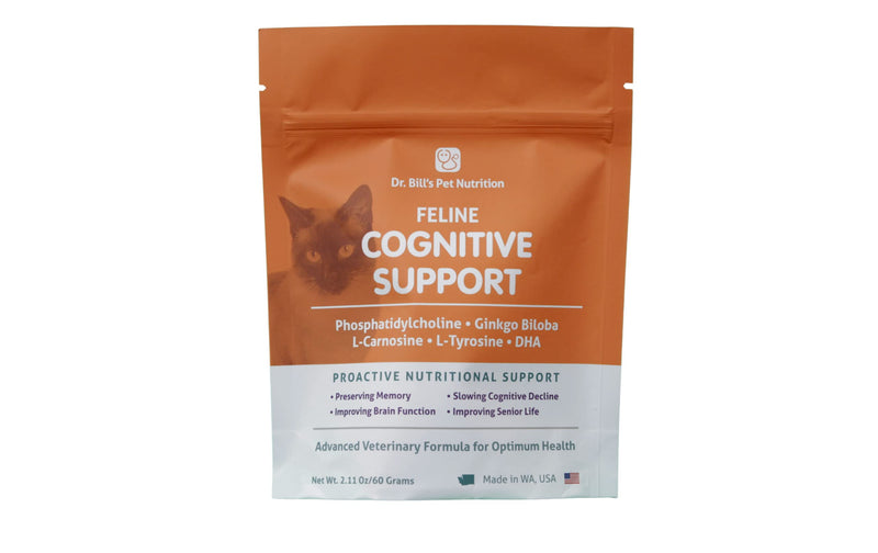 Dr. Bill's Feline Cognitive Support | Pet Supplement | Memory Support Supplement for Cats | Contains Gingko Biloba, L-Carnosine, Vitamin B-12, L-Glutamine, L-Tyrosine, and DHA - BeesActive Australia