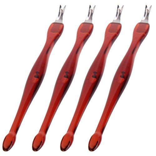 Luxxii (4 Pcs) Practical Nail Art Tools Pedicure Cuticle Trimmer Remover Pusher Dead Skin Callus Removal Fork Brown (A) - BeesActive Australia