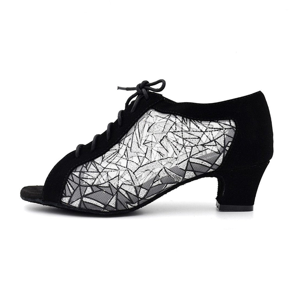 [AUSTRALIA] - Practise Dance Shoes Black and Khak 4.5cm Woman Ballroom Shoes evk016 7.5 