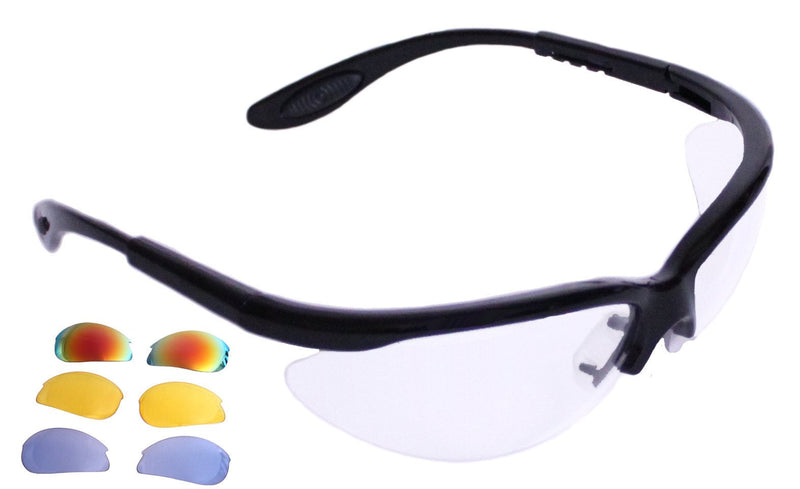 Python RG Multi Lense Racquetball (Squash) Eye Protection w/Free case (Eyewear, Goggle, Eyeguard) - Black or White - BeesActive Australia