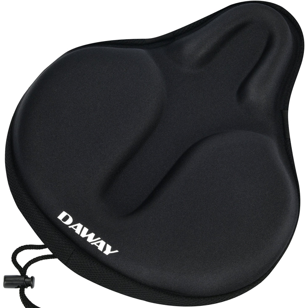 DAWAY Comfortable Exercise Bike Seat Cover - C6 Large Wide Foam & Gel Padded Bicycle Saddle Cushion for Women Men Everyone, Fits Spin, Stationary, Cruiser Bikes, Indoor Cycling, Soft Black, C6 - BeesActive Australia