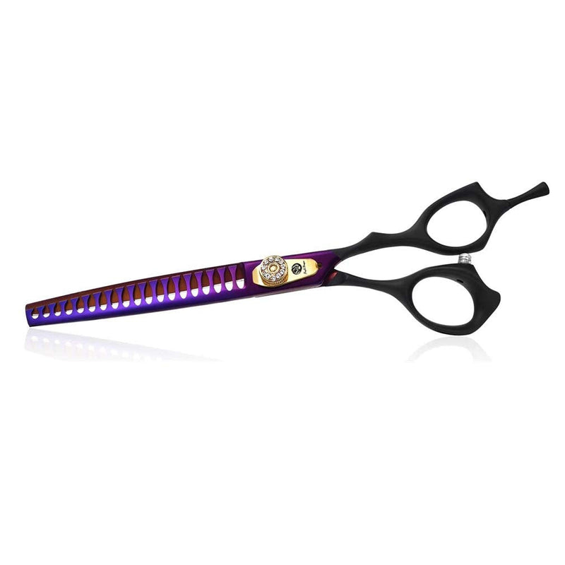 Purple Dragon Professional 7.0/8.0 inch Pet Grooming Hair Cutting Scissor and 6.75/8.0 inch Dog Chunker Shear - Japan 440C Stainless Steel for Pet Groomer or Family DIY Use Chunker scissor - BeesActive Australia