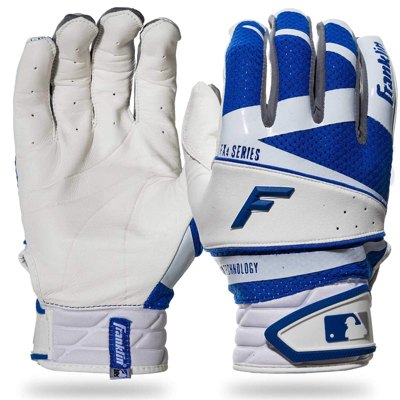 [AUSTRALIA] - Franklin Sports Freeflex Pro Series Batting Gloves Youth Large White/Royal 