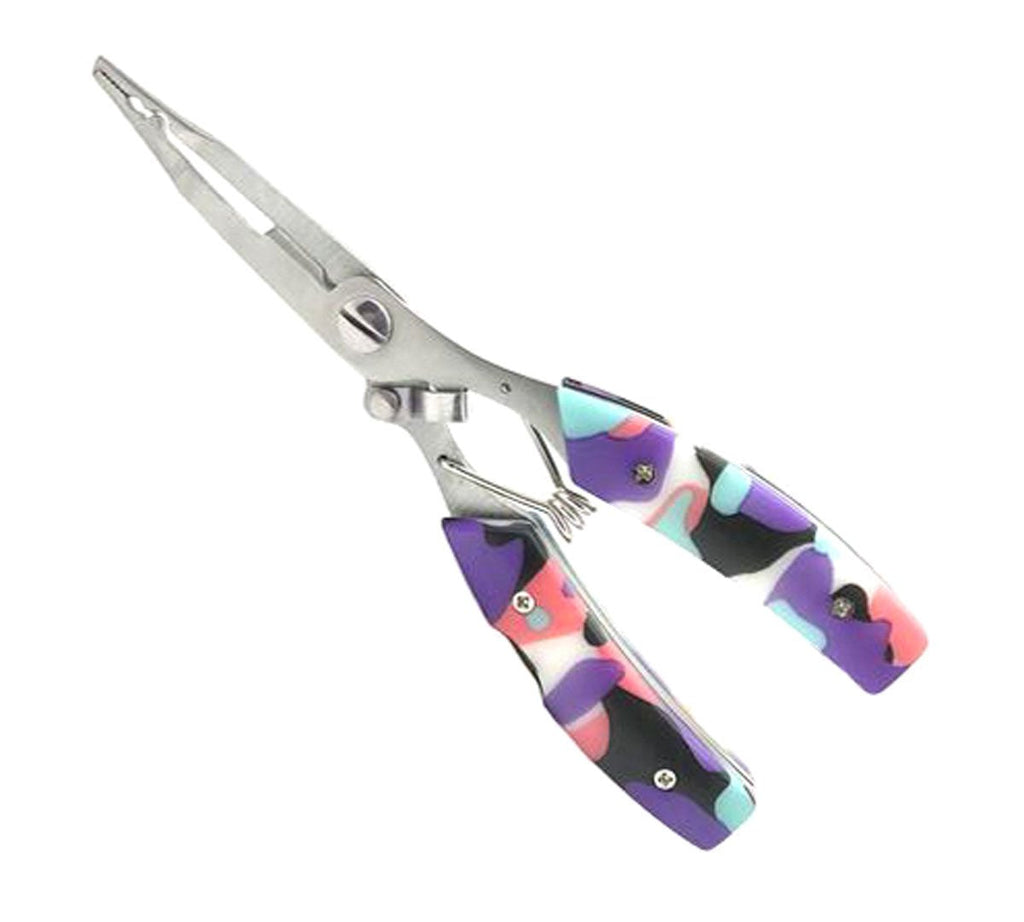 Multifunction Camouflage Handle Stainless Steel Picking Hook Clamp - Catch The Fish Clamp Cut Line Pliers Fishing Accessories for Fishing Enthusiasts Essential Camouflage Purple - BeesActive Australia