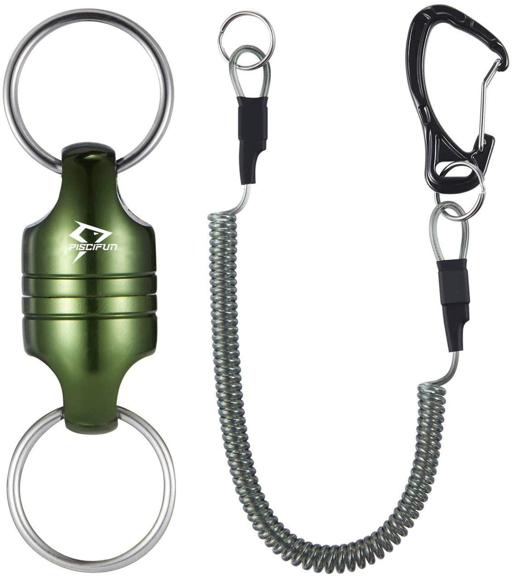 Piscifun Magnetic Release Holder with Coil Carabiner Clip, Magnetic Net Release for Fly Fishing, 7.7lb Strength Fishing Net Keeper Holder Green - NR02 - BeesActive Australia