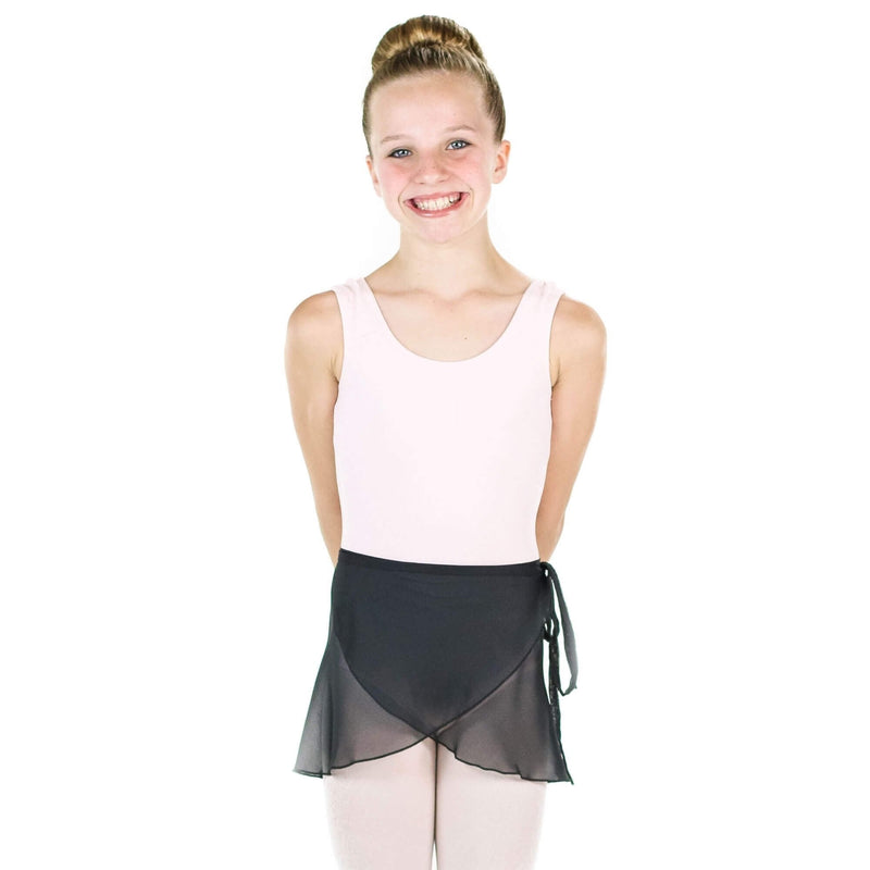 [AUSTRALIA] - Danzcue Girls Chiffon Ballet Dance Wrap Skirt with Waist Tie S-M-Child Black 