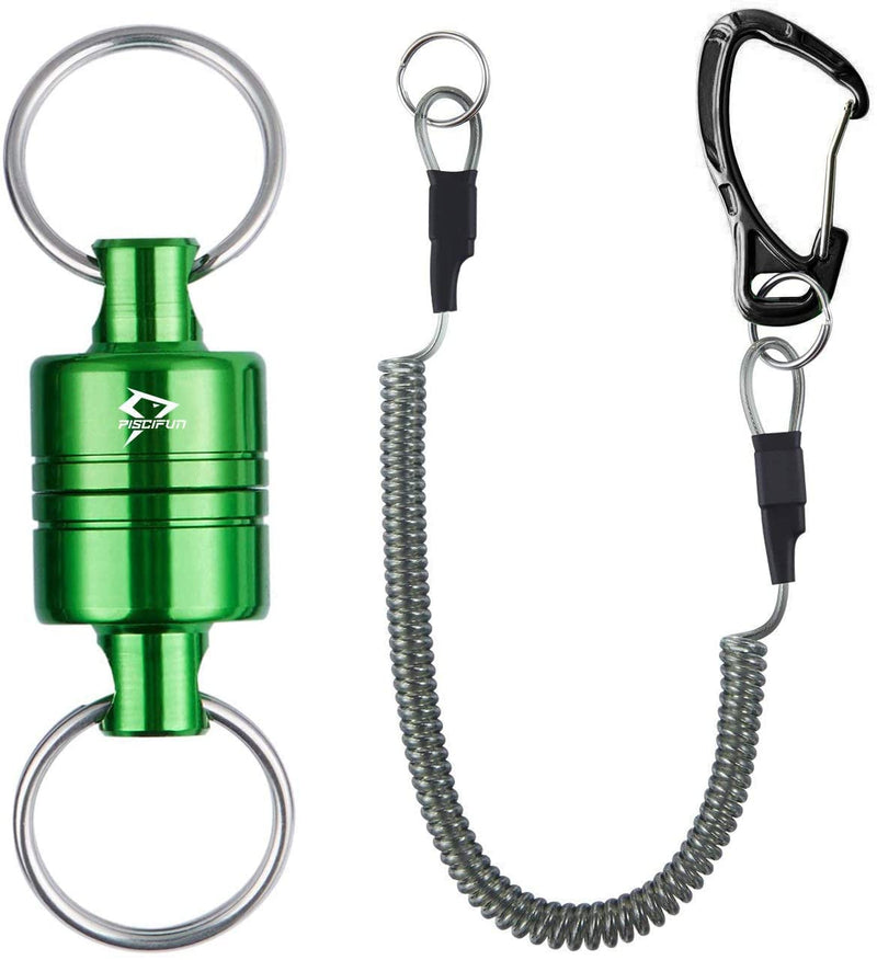 Piscifun Magnetic Release Holder with Coil Carabiner Clip, Magnetic Net Release for Fly Fishing, 7.7lb Strength Fishing Net Keeper Holder Green - NR01 - BeesActive Australia